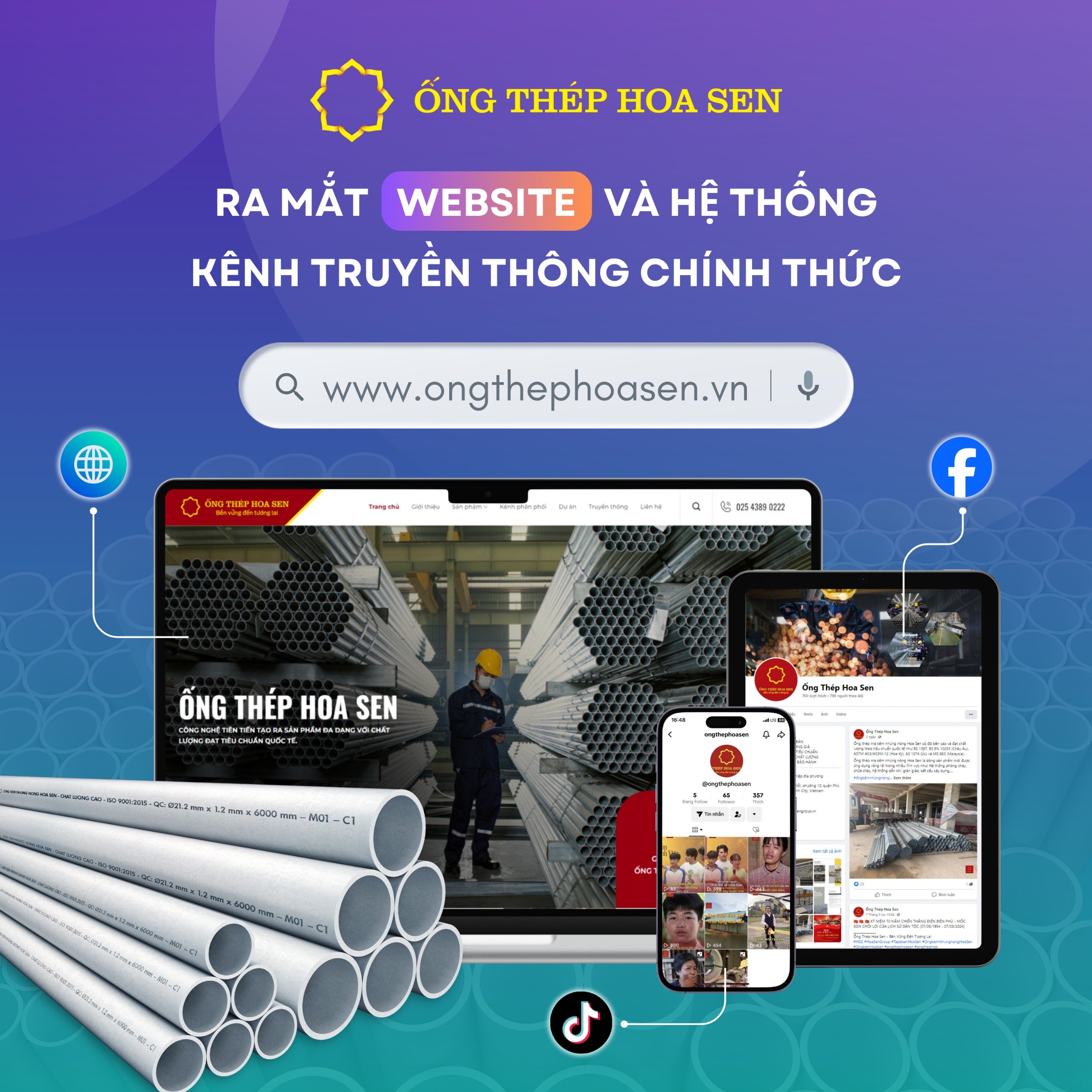 Ra mắt Website và hệ thống kênh truyền thông chính thức Ống Thép Hoa Sen