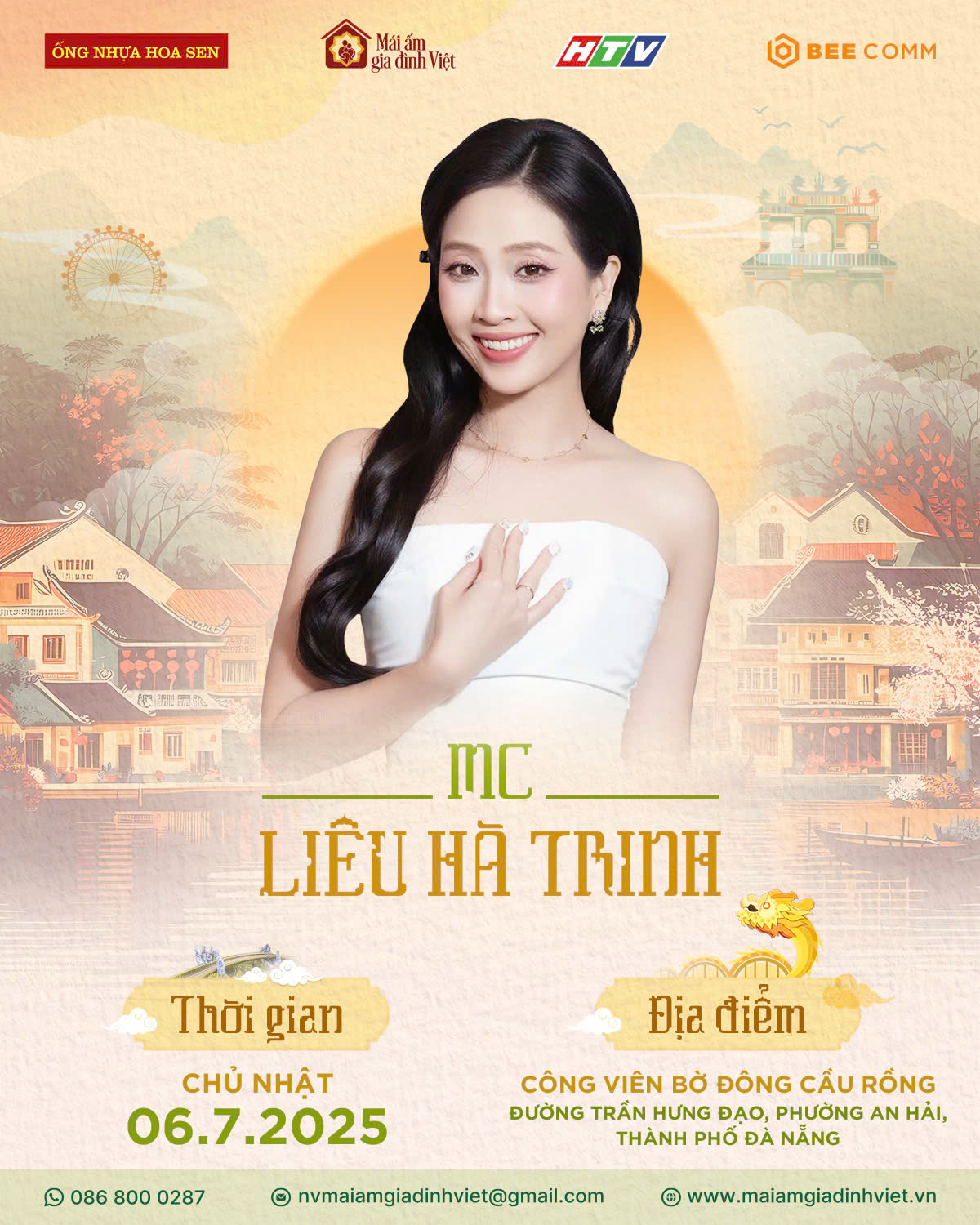 MC Liêu Hà Trinh lần đầu đảm nhận vai trò người dẫn chương trình “Mái ấm gia đình Việt” tại Đà Nẵng.