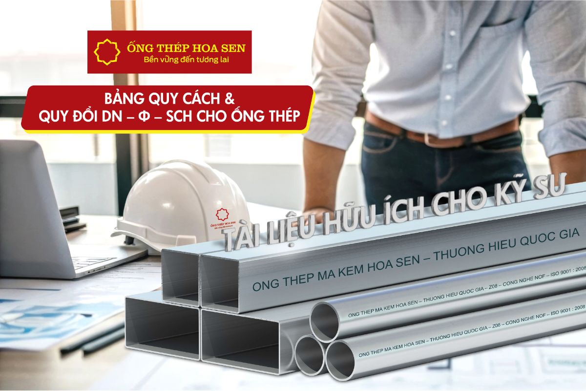 Bảng quy cách và quy đổi dn - Φ - SCH cho ống thép