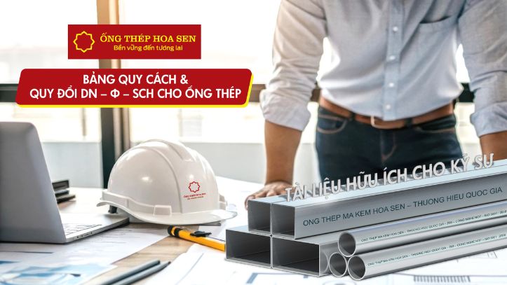 Bảng quy cách và quy đổi dn - Φ - SCH cho ống thép